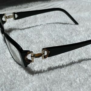Gucci black bamboo eyeglasses with case